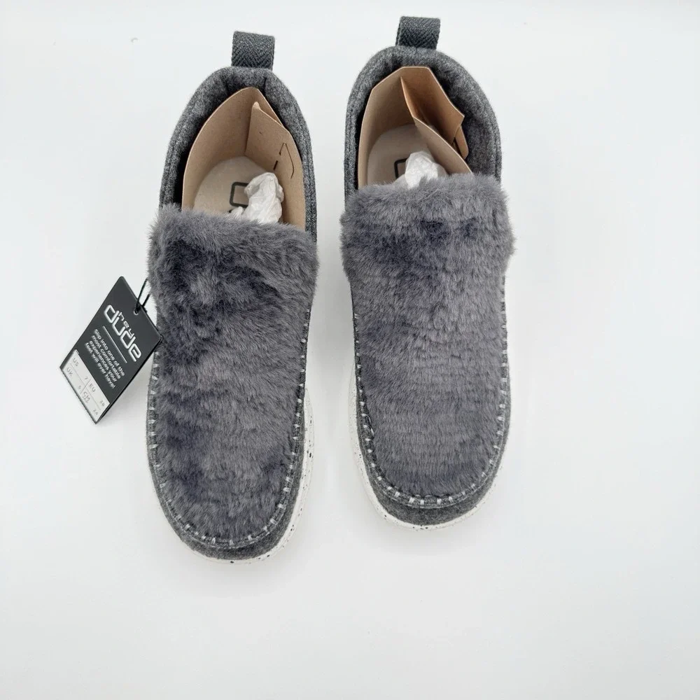 Size 7 - Hey Dude Denny Boots Moon Dream Faux Fur Women's NEW Grey